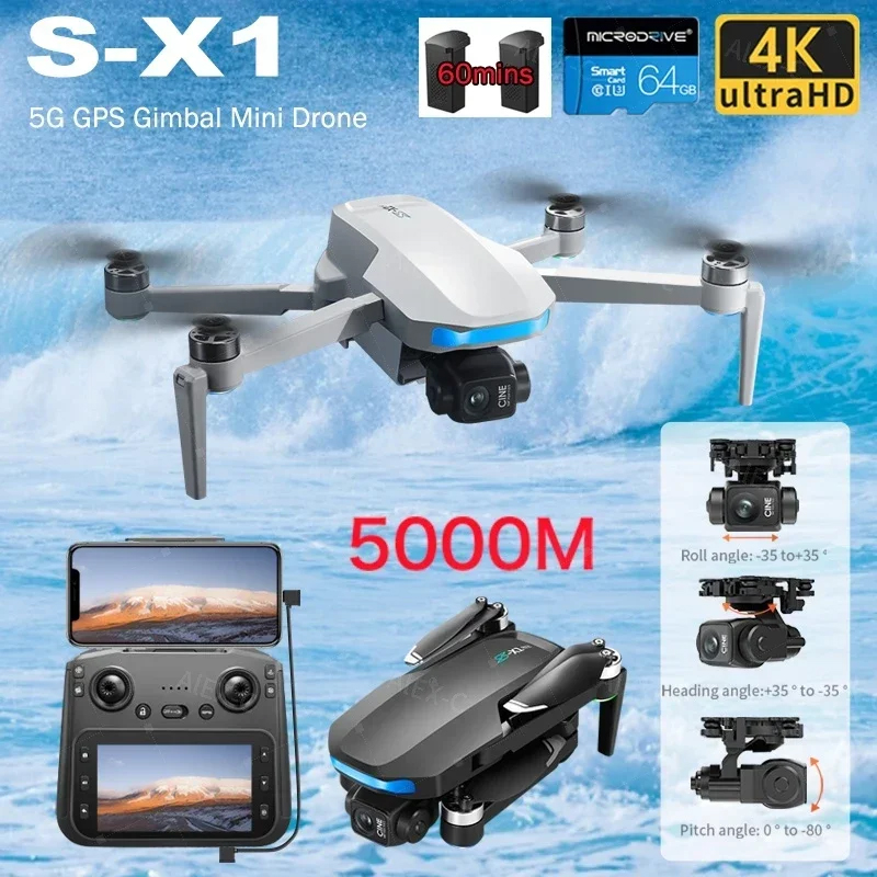 Drone Camera 4K - S-X1 Mini Drone 8K Professionele 3-Axis